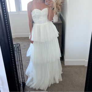 Forever My Love Strapless Tulle Maxi Dress - White